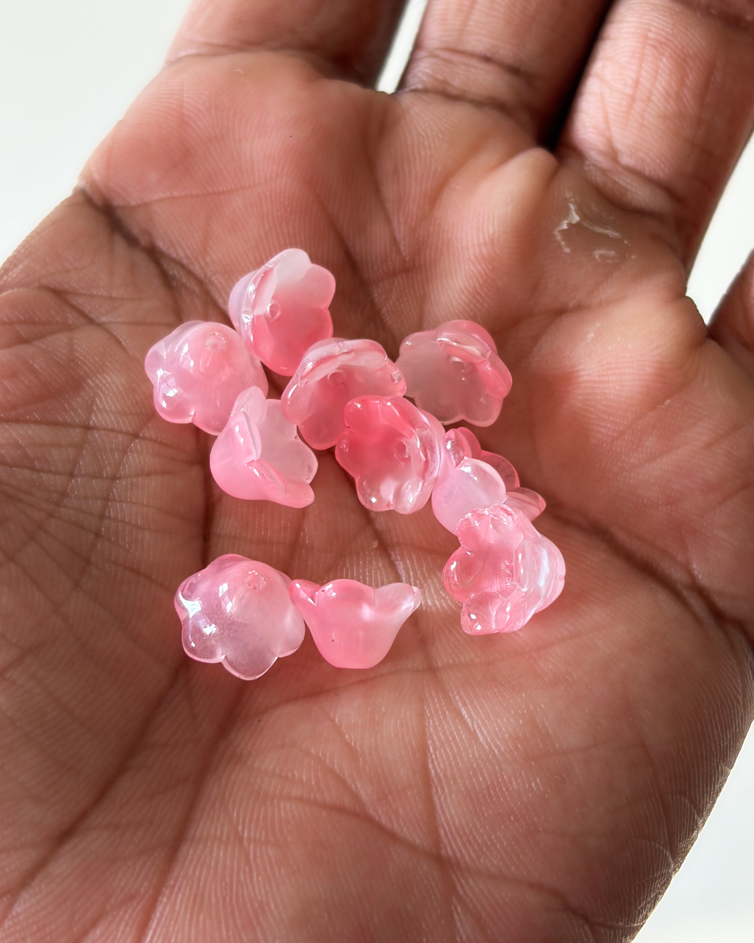 Peach glass jelly caps beads