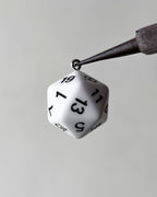 White 20 sided dice charm - 10 pc
