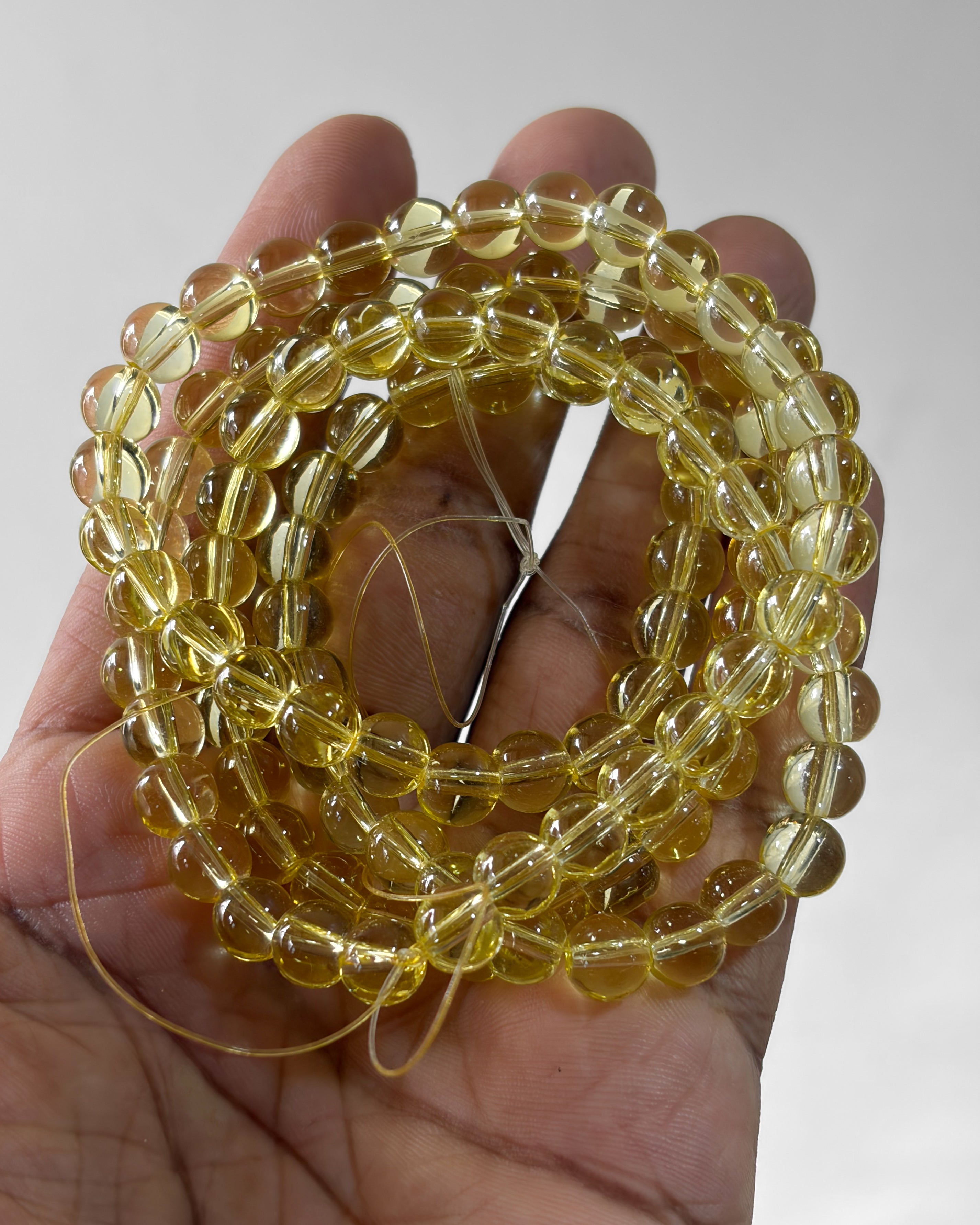 8mm transparent yellow Jelly beads - 1 line