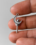 Crescent moon wand charm - 10 pc