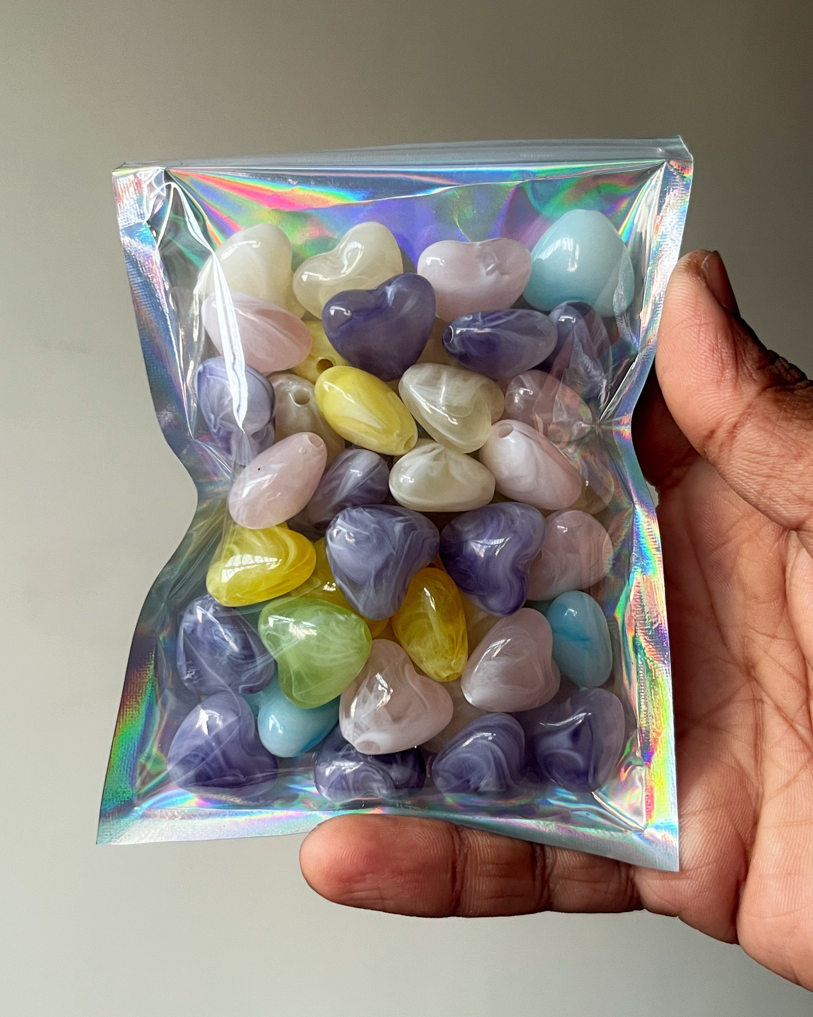 Jelly heart beads - 100 grams
