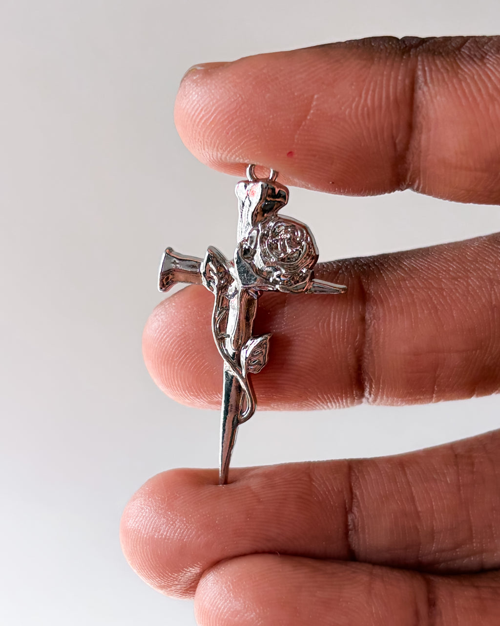 Mini rose cross charm - 3 pc