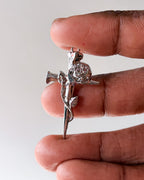 Mini rose cross charm - 3 pc