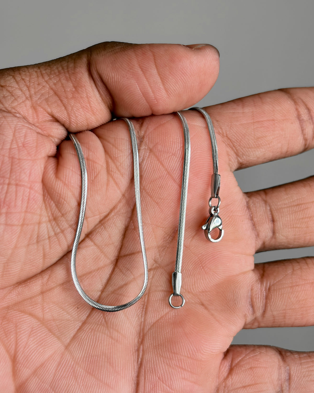 1mm steel flat snake chain - 12 pcs