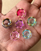 2 hole tulip cap beads mix colours - 50 grams