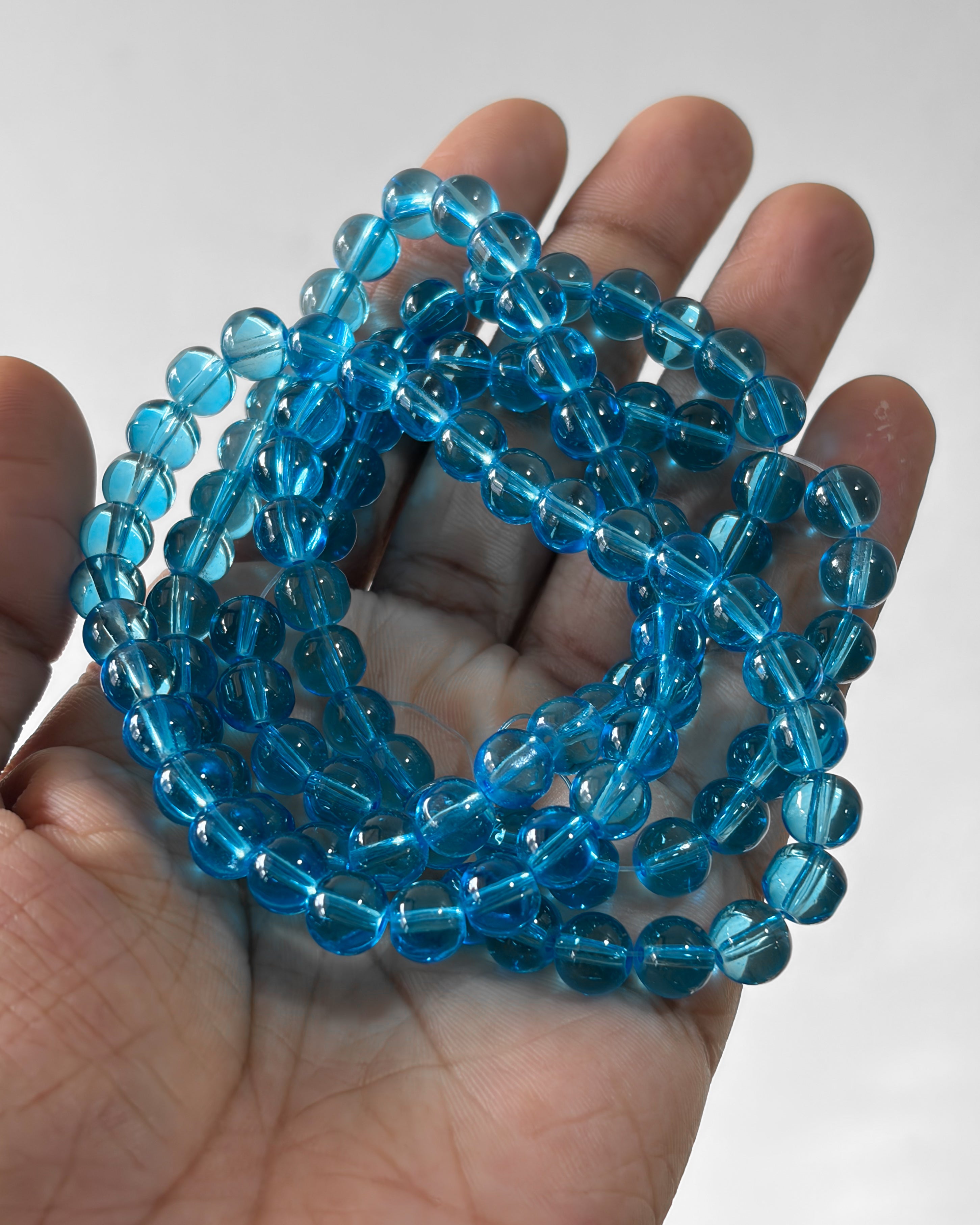 8mm transparent light blue Jelly beads - 1 line