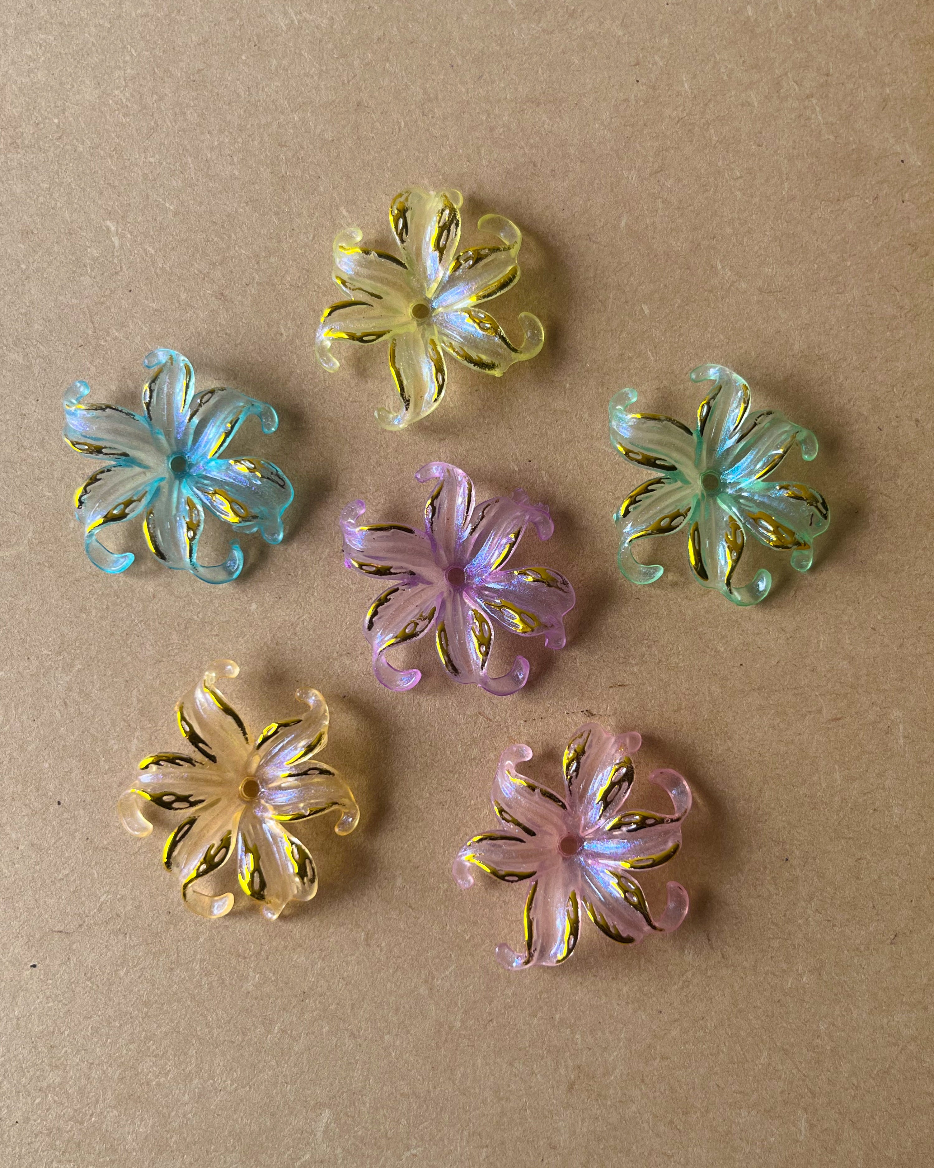 Chunky flower Mix colours  beads - 100 grams
