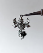 Black wing cross charm - 3 pc