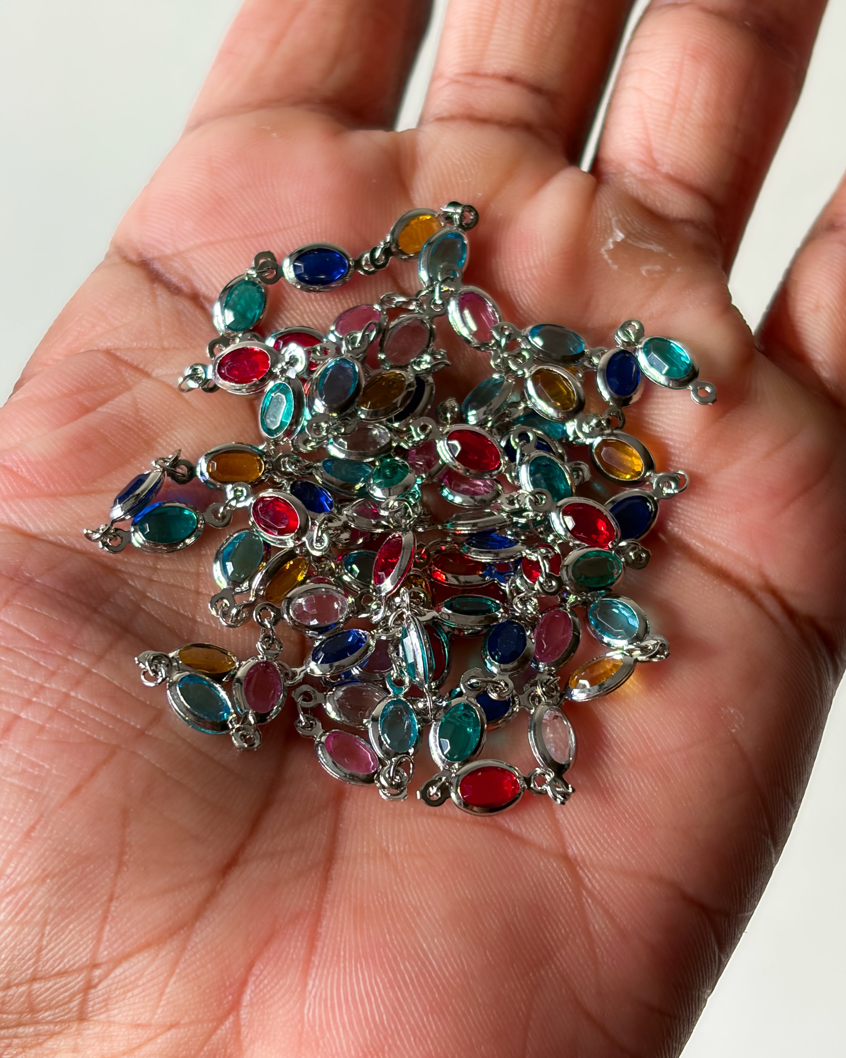 Multicoloured oval link chain - 1 meter