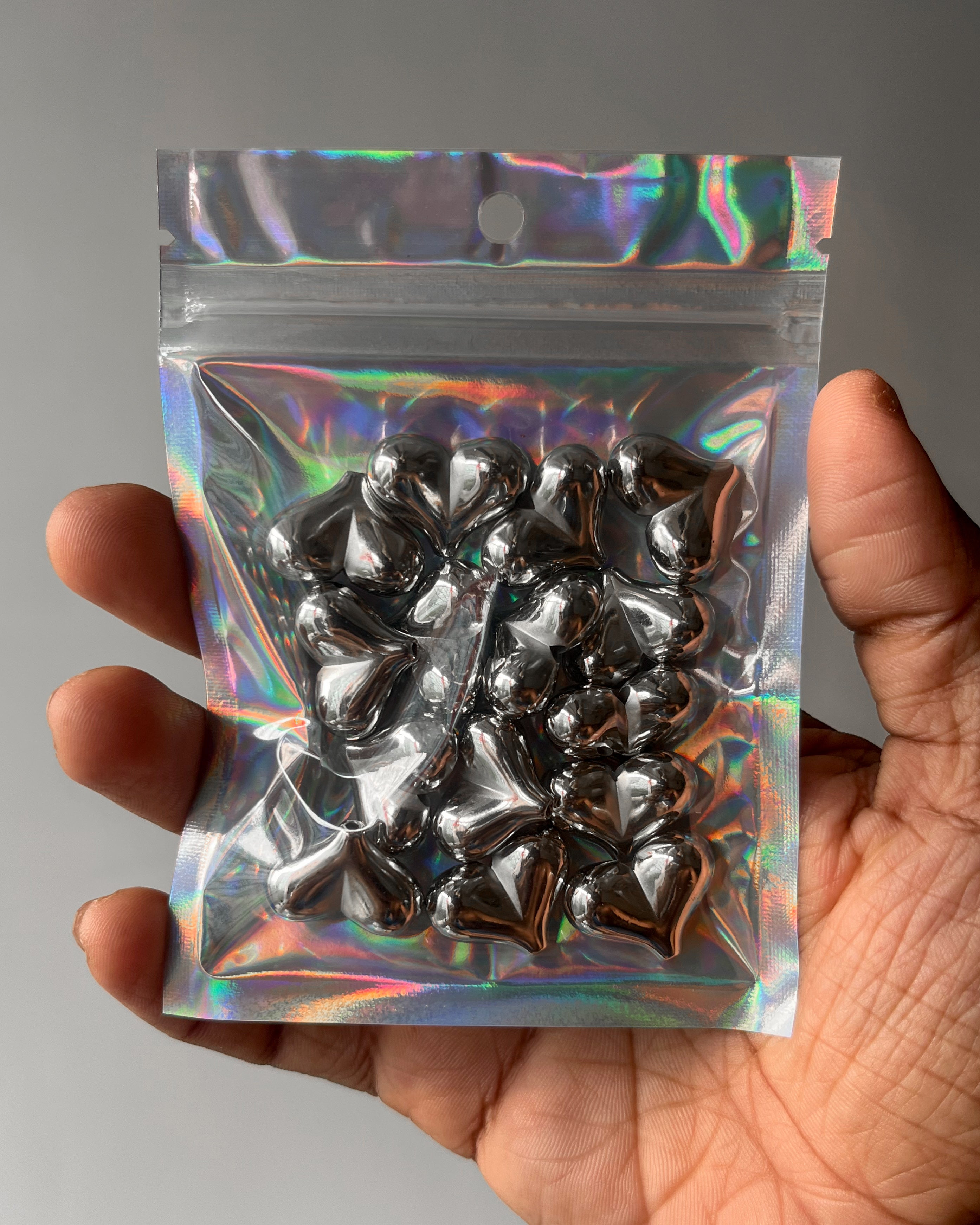 6. New metallic cab beads  - 25 grams