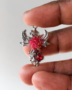 Red wing cross charm - 3 pc