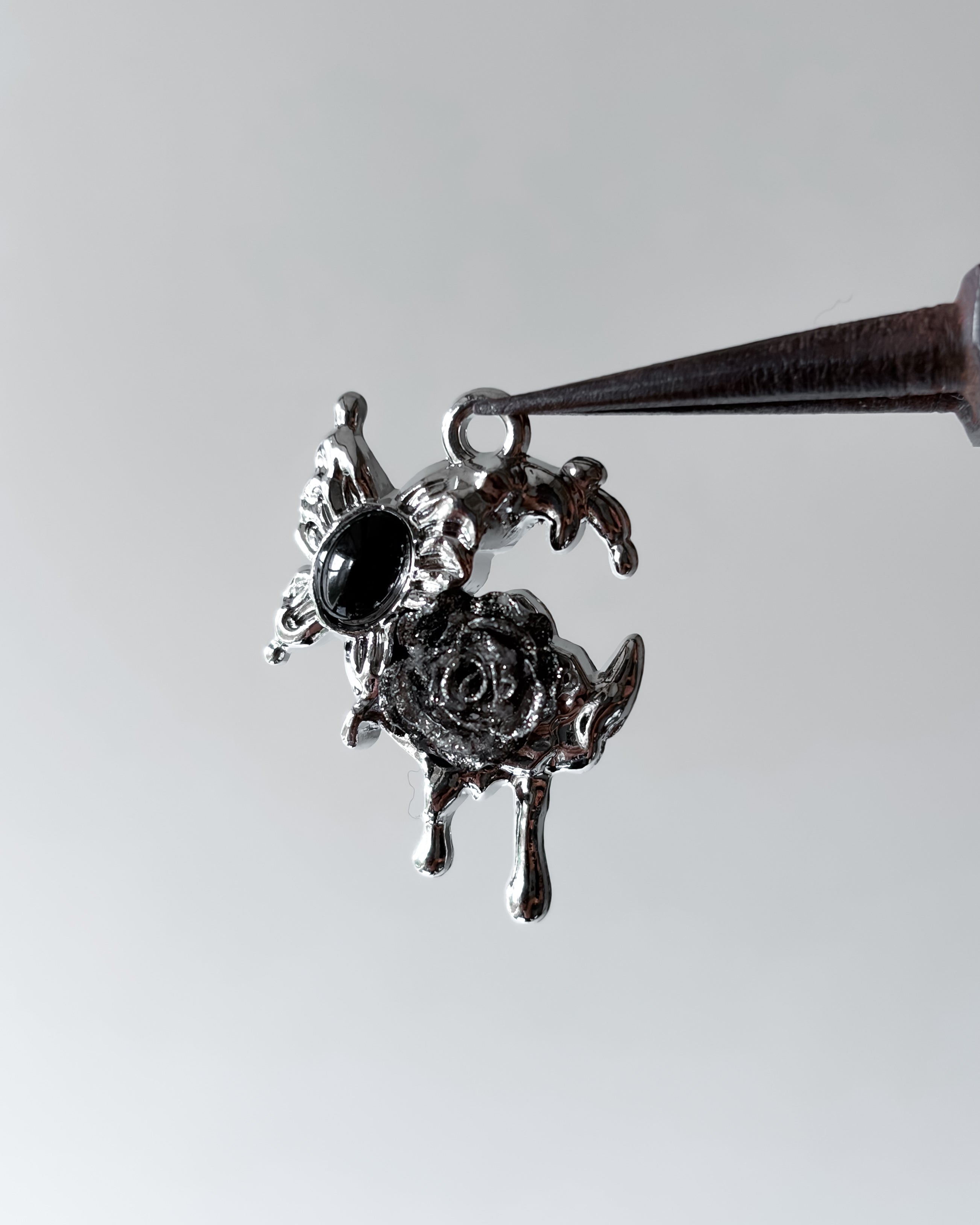 Black Butterfly moon charm - 3 pc
