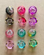 2 hole tulip cap beads mix colours - 50 grams