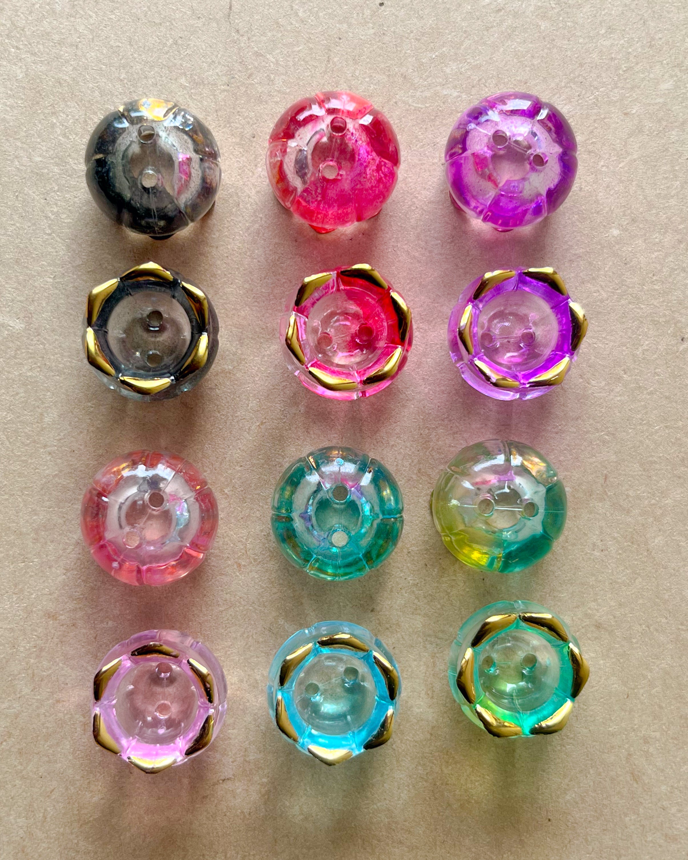 2 hole tulip cap beads mix colours - 50 grams
