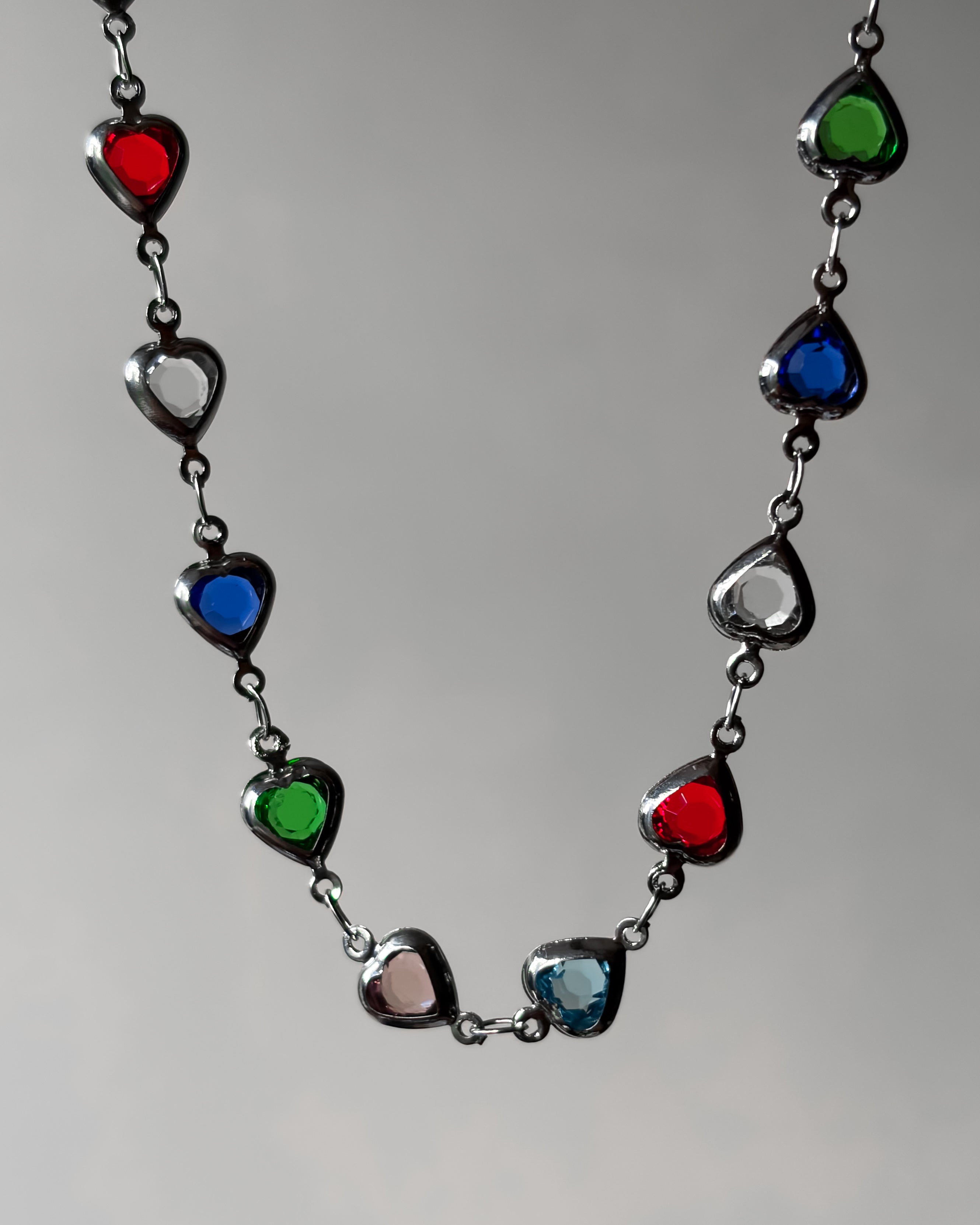 Multicoloured heart link chain - 1 meter