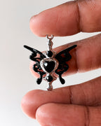 Heart butterfly charm - 3 pc