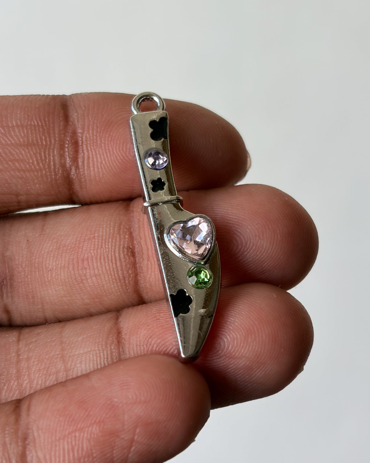 Silver knife charm - 1 pc