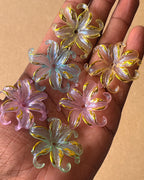 Chunky flower Mix colours  beads - 100 grams