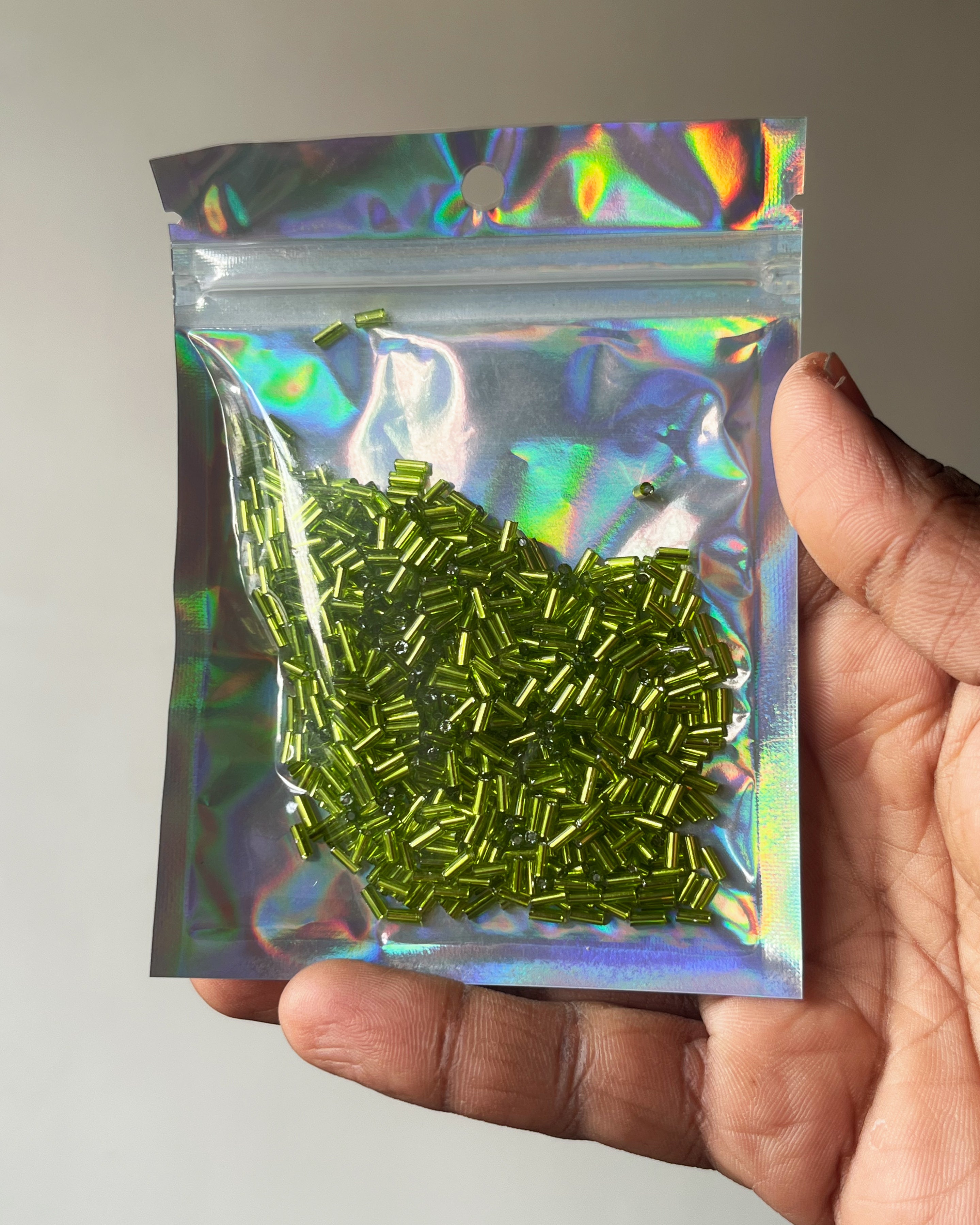Light Green pipe beads - 20 grams