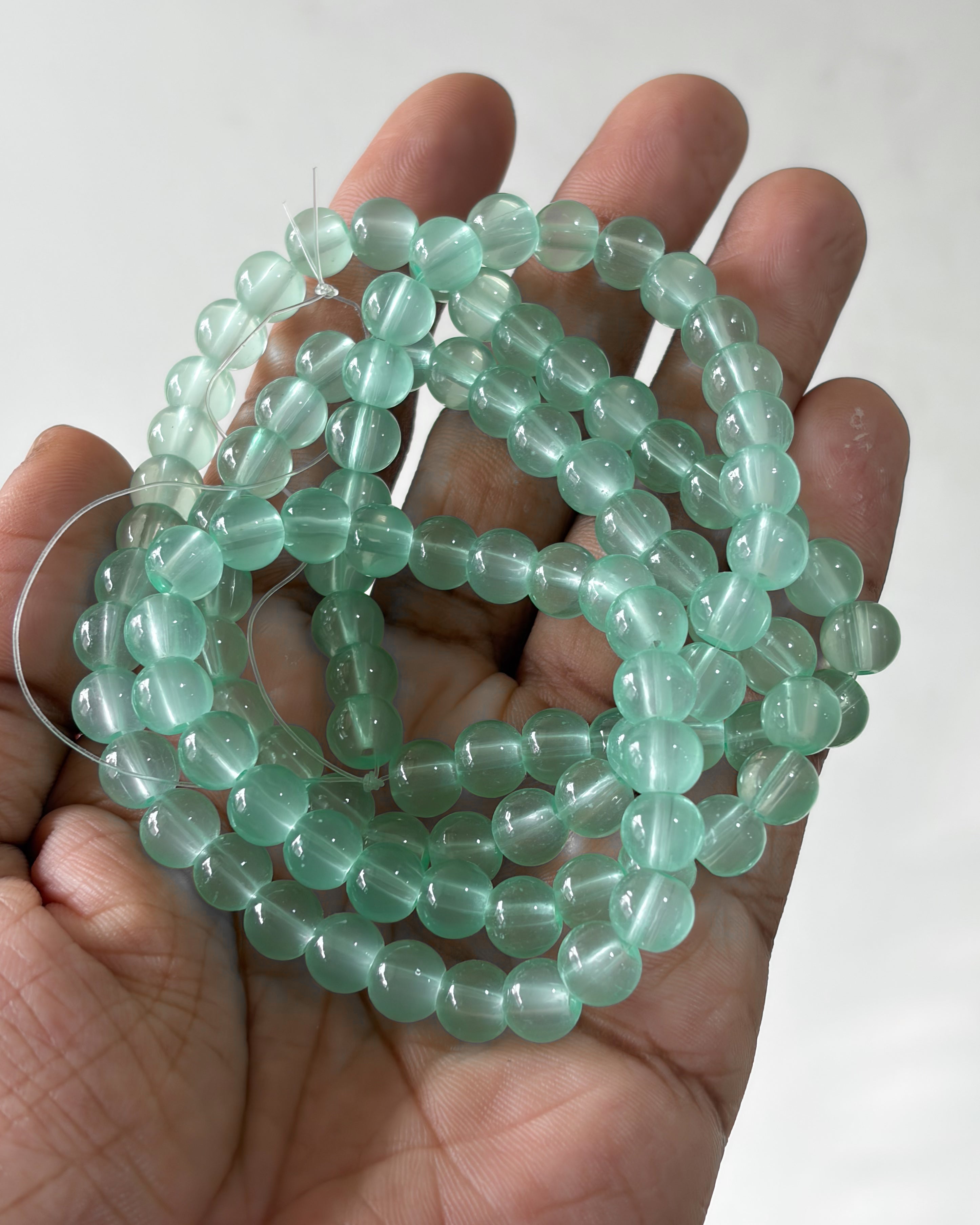 8mm transparent ocean green Jelly beads - 1 line
