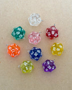 Mix colour 20 sided dice charm - 10 pc