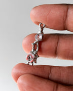 Pink rose heart connector - 3 pc