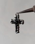 Black heart cross charm - 1 pc