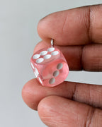 Pink dice charm - 10 pc