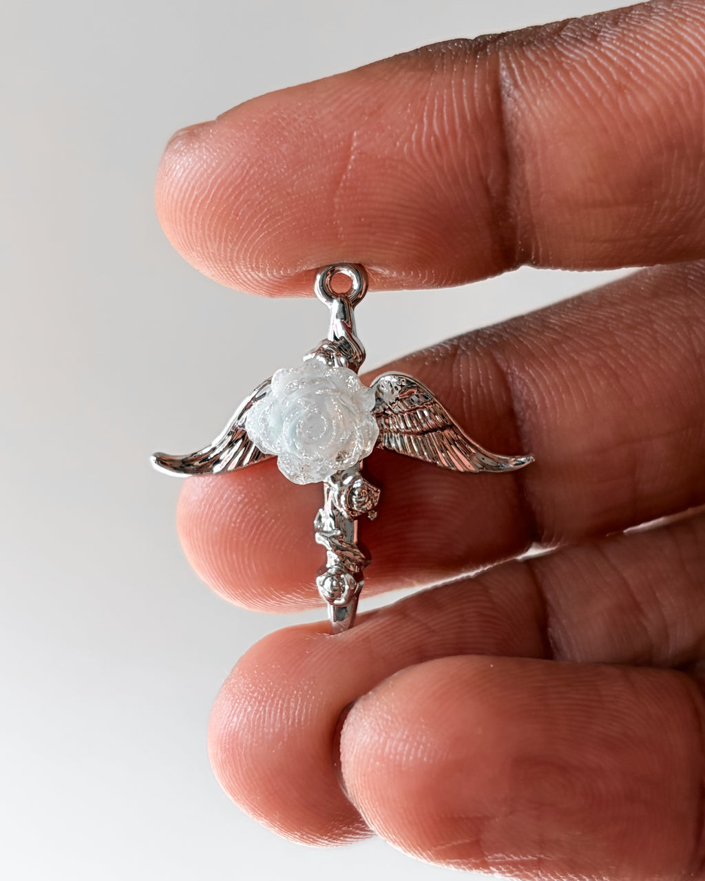 Blue flower wings charm - 3 pc