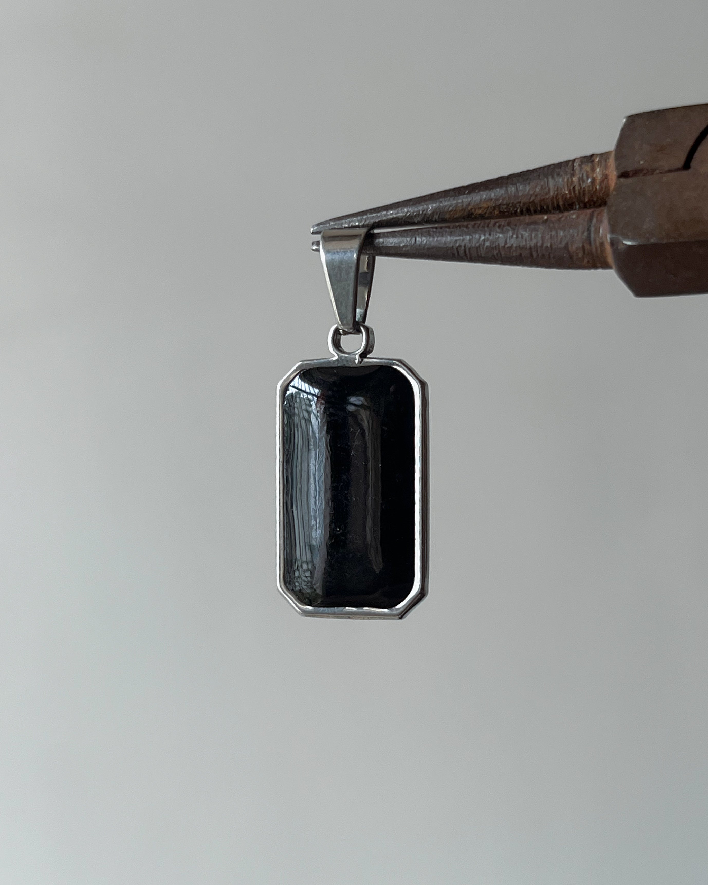Rectangle silver charm