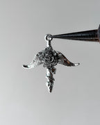 Grey rose wing charm - 3 pc