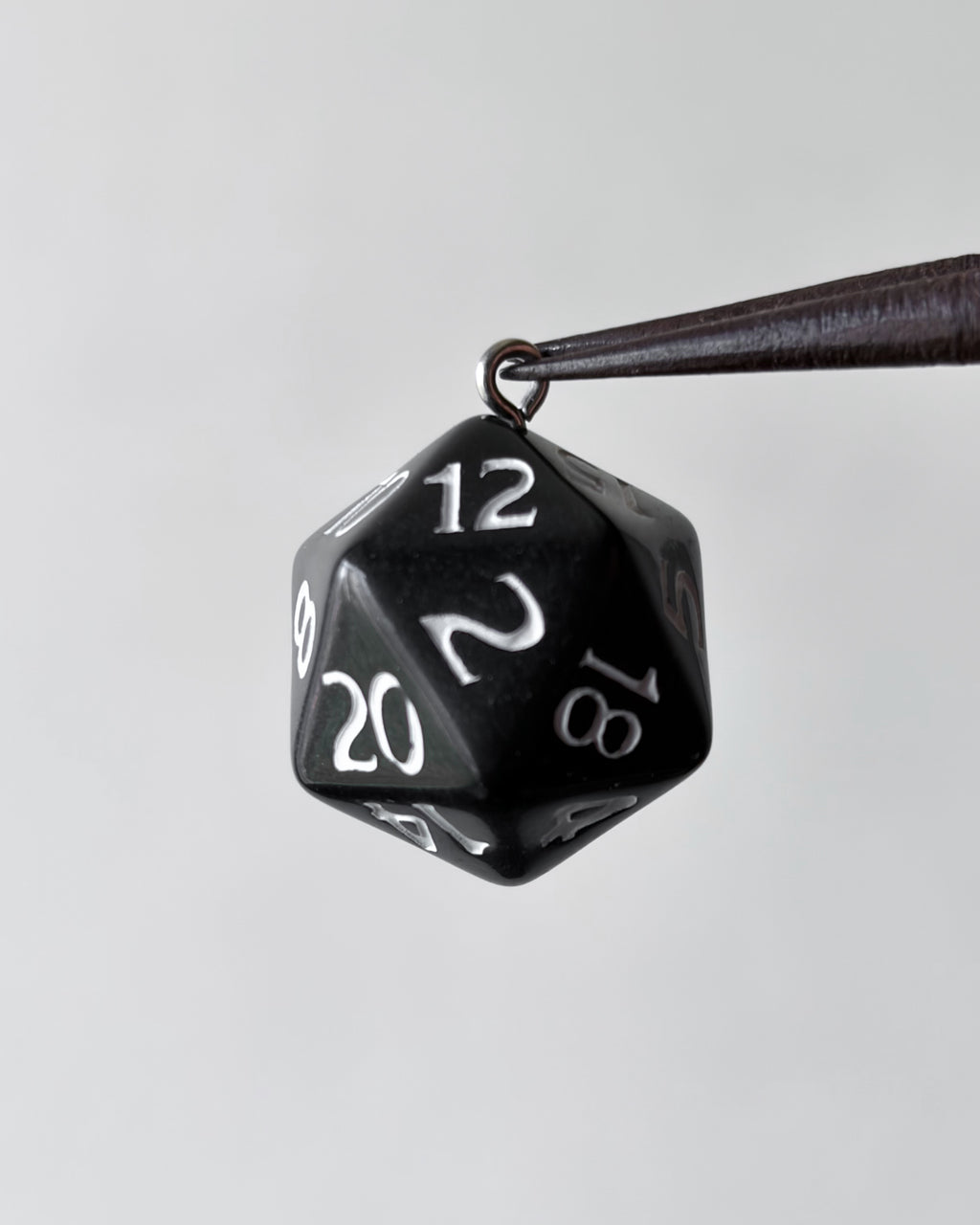 Black 20 sided dice charm - 10 pc