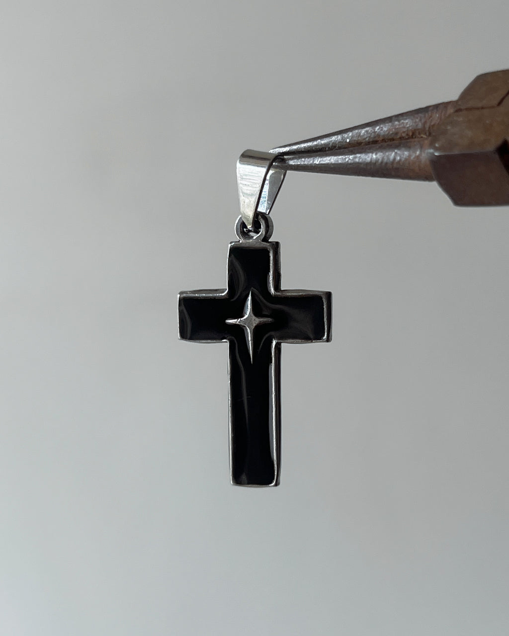 Cross bling silver charm