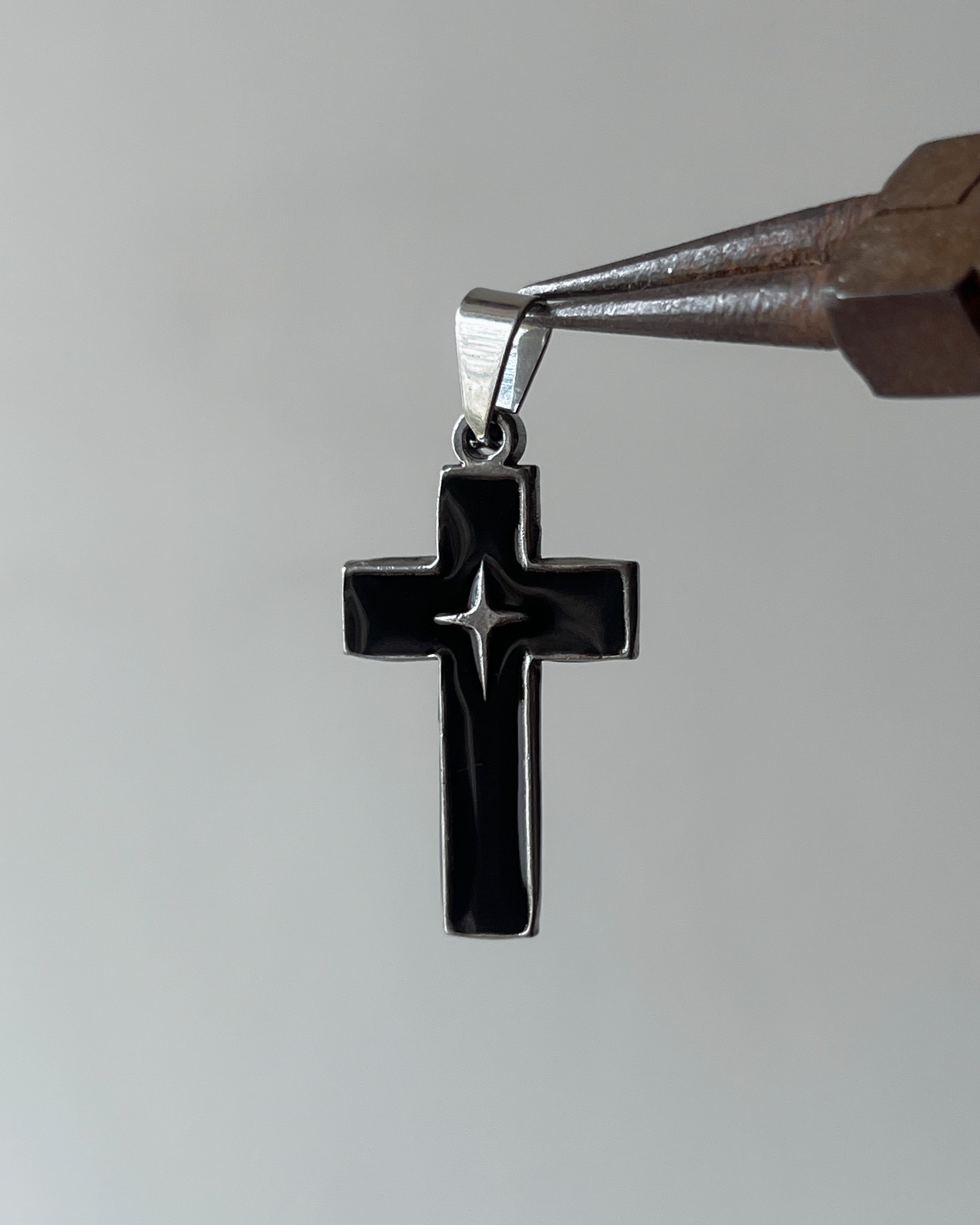 Cross bling silver charm