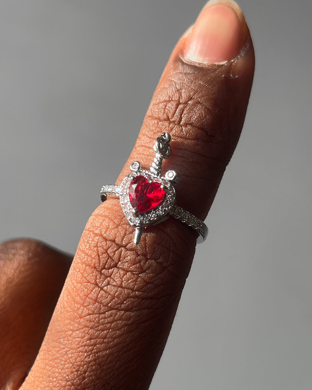 Heart sword couple ring