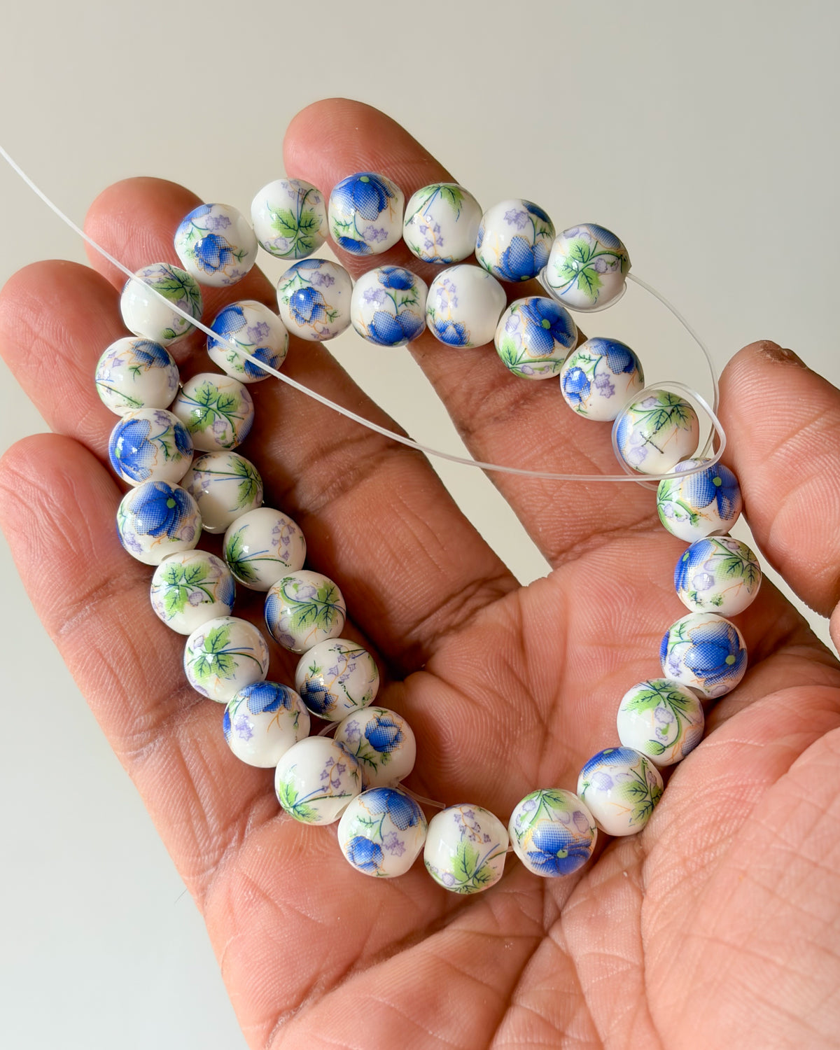 2.0 round ceramic flower beads - 1 line