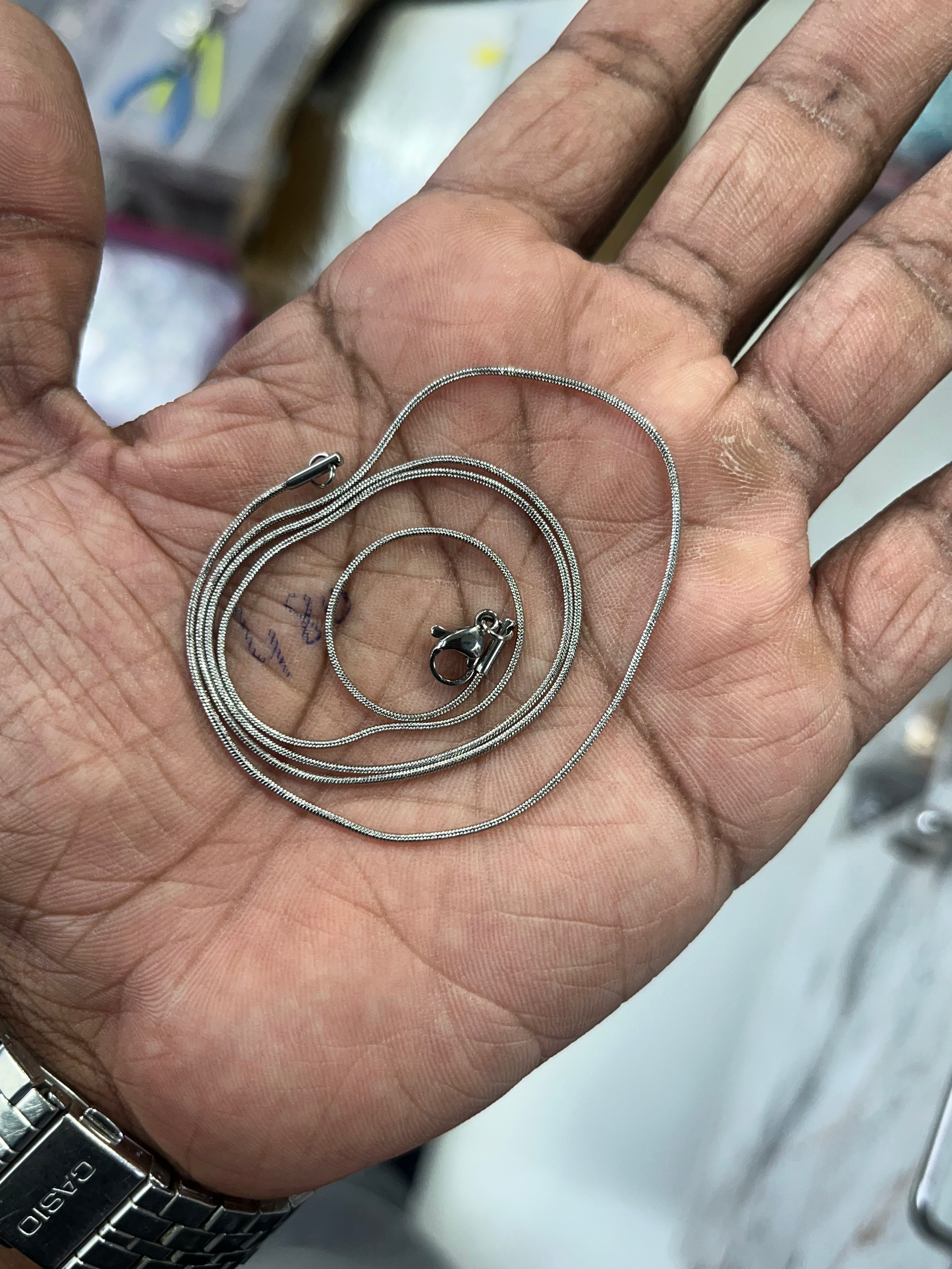 1mm steel snake chain - 12 pcs